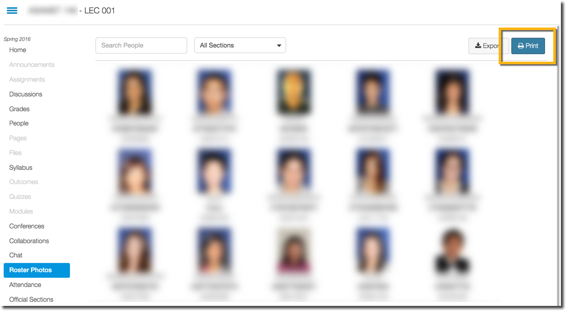 Screenshot of Roster Photos navigation