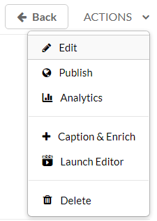 Screenshot of the Actions drop down menu with the Edit option highlighted.