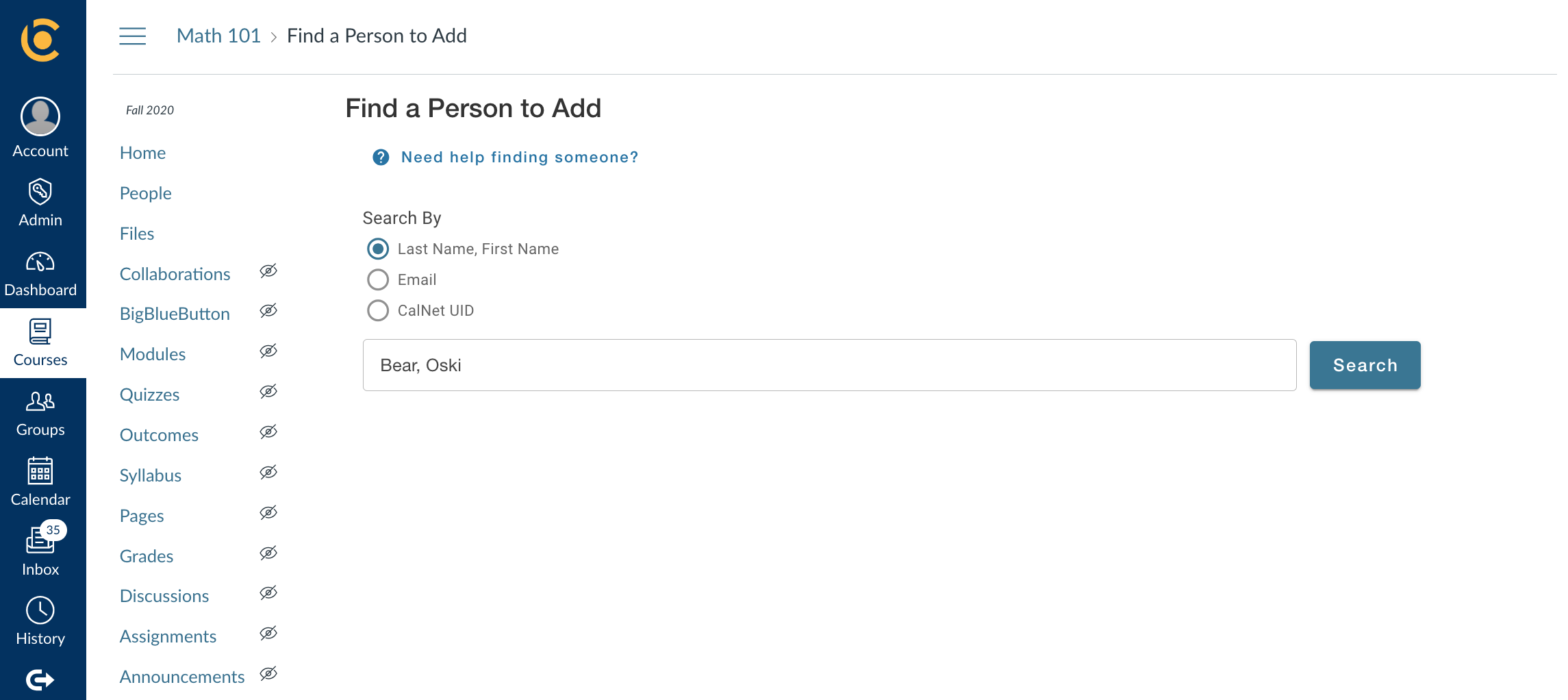Screenshot of Find a Person to Add