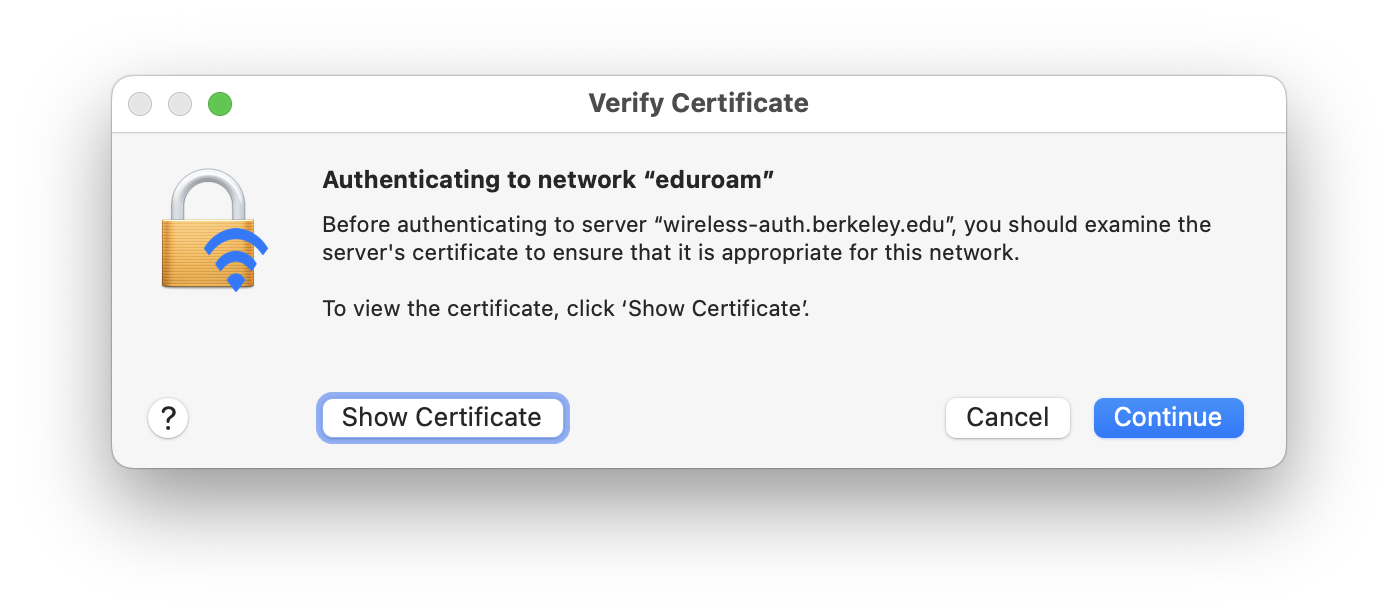 Screenshot of Verify Certificate window
