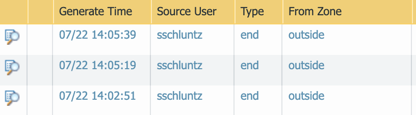 Monitor Tab Log Entries