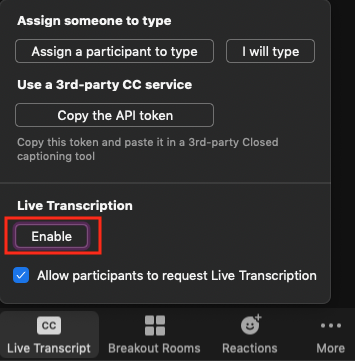 Image showing how to enable auto-transcription
