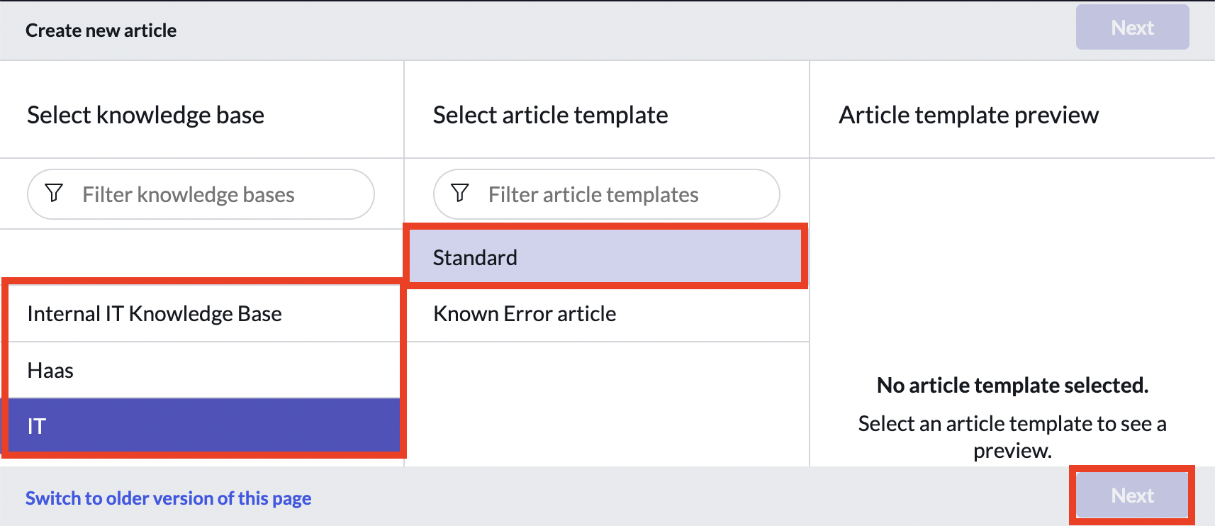 Select KB Article Standard Template