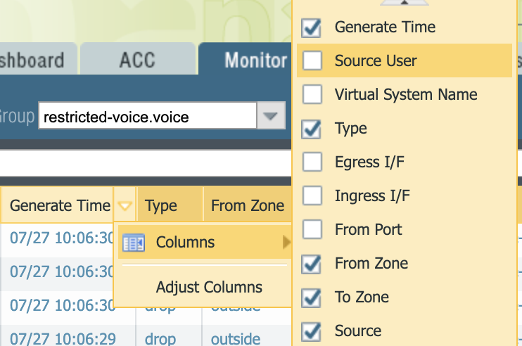 Modifying Display Columns