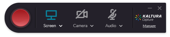 Screenshot of the Kaltura Capture recording controls