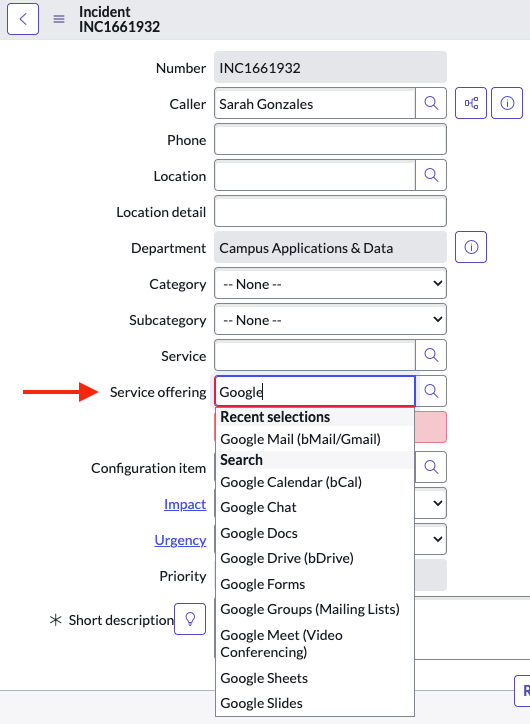 Populate the service offering