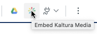 Screenshot of the Embed Kaltura Media option highlighted in the Rich Content Editor