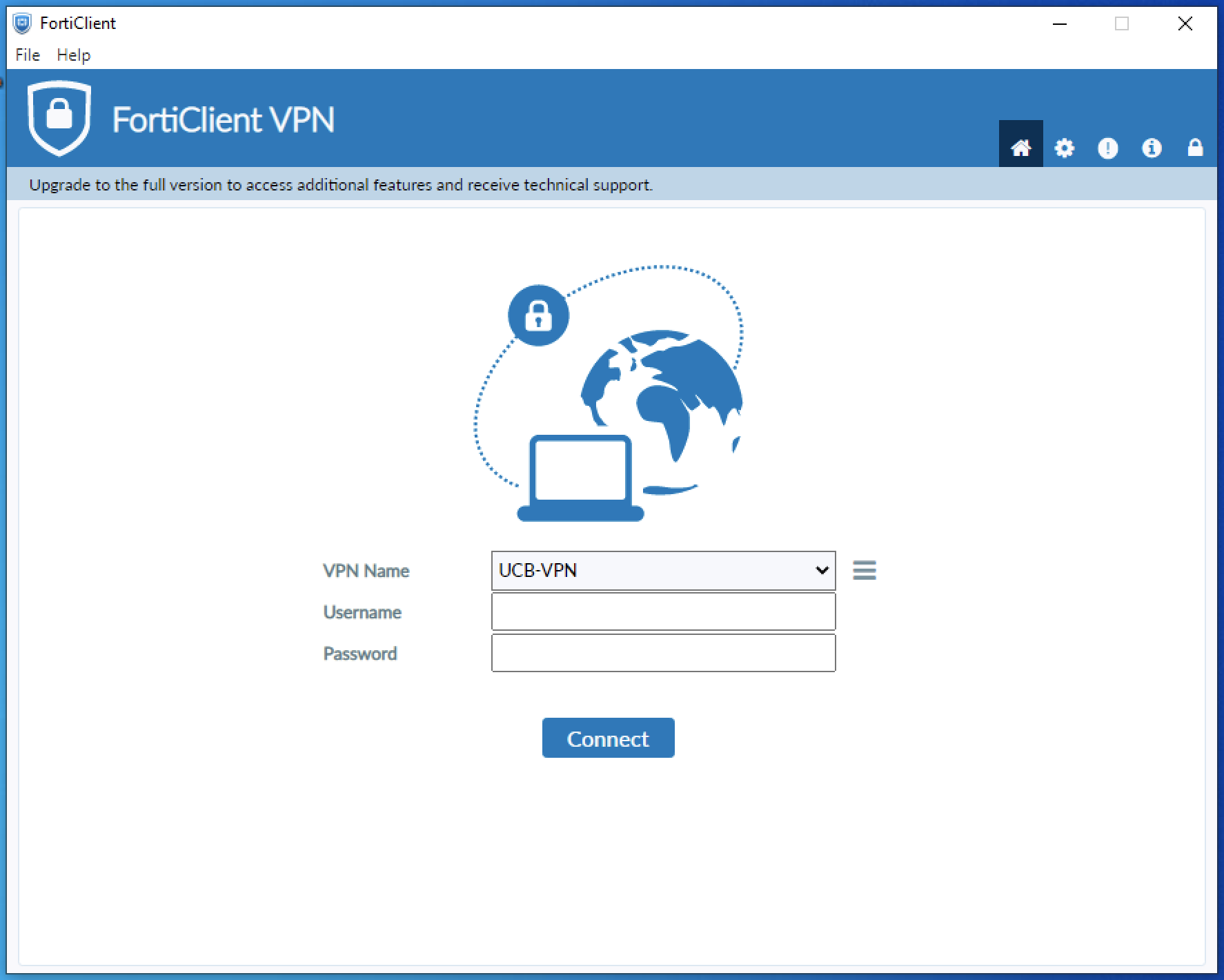 FortiClient Login Screen