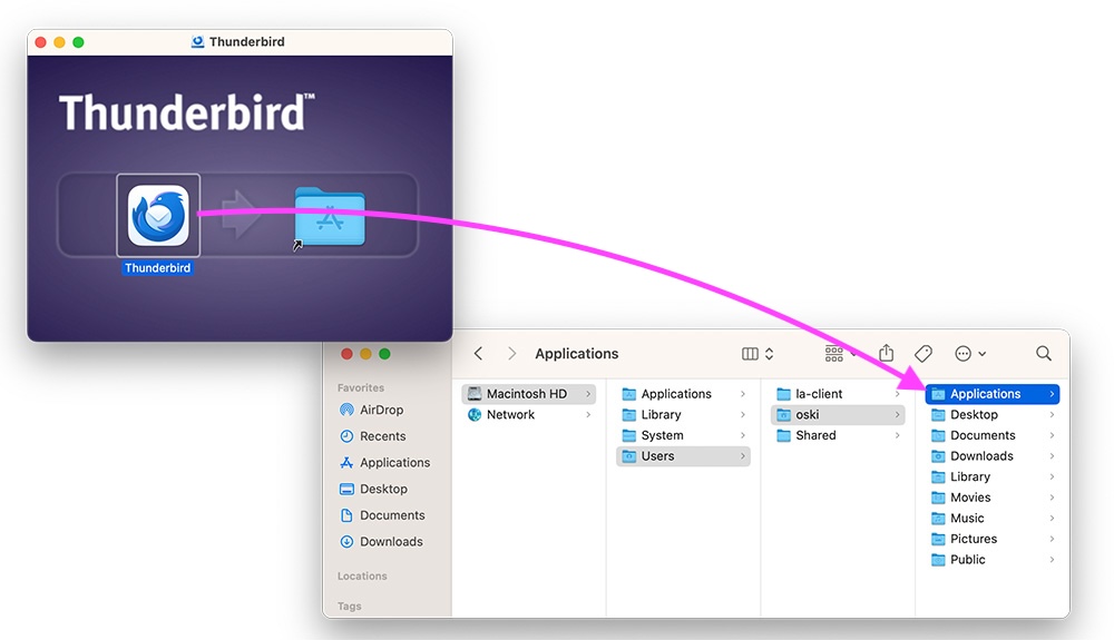 Thunderbird to Oski Home Folder