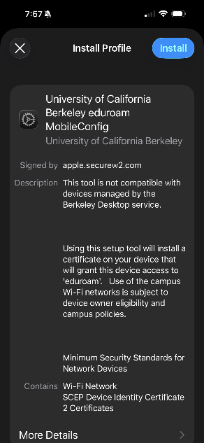iOS Install Profile Button