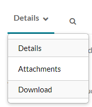 Screenshot of the Details dropdown menu with the Download option highlighted
